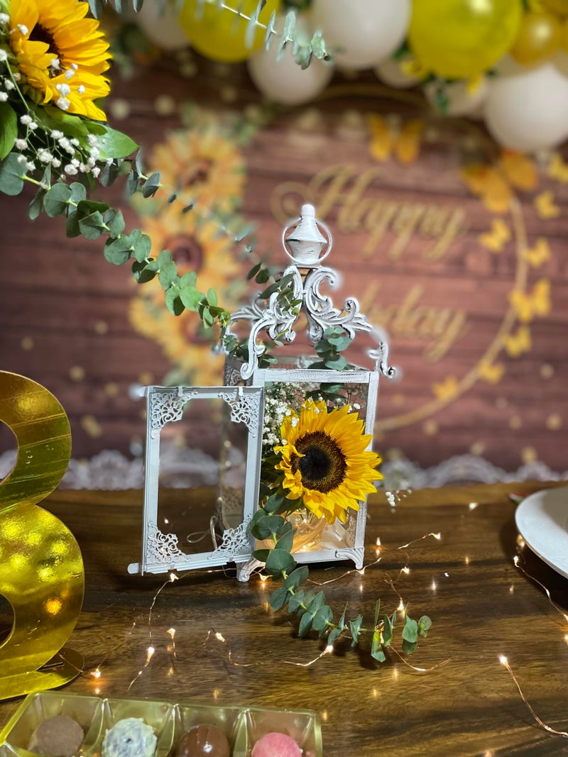 DECORKEY Large Candle Lantern  Decorative Hanging Lantern  Vintage Metal Tabletop Lantern for Outdoor Patio Rustic Home Decor  Candle Holders with Clear Glass (White) - Image 4